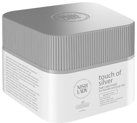 Nishlady Touch Of Silver Hair Care Mask 275 ml für blondes, graues & weißes Haar – Intensive Silberspülmaske gegen Gelbstich, Farbneutralisation, Glanz, Feuchtigkeit & gestärkte Haarstruktur