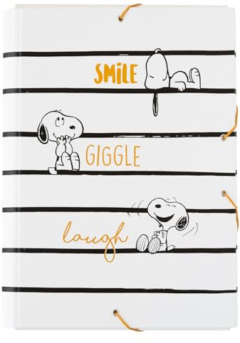Grupo Erik A4 Sammelmappe Snoopy Fanartikel Dokumentenmappe Mit Gummizug - Heftmappe Schule Zubehör Heftbox Schulranzen Eckspanner Ordnungsmappe Büro Zubehör