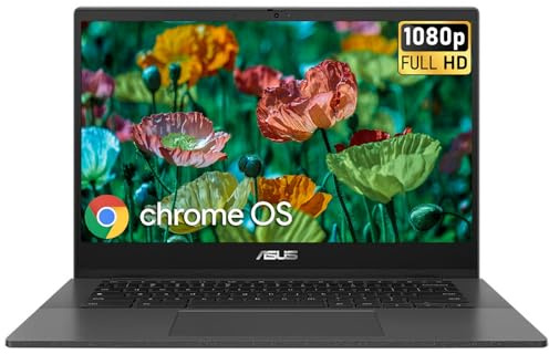 ASUS Chromebook CM14 CM1402C 14 FHD Notebook Computer, MediaTek Kompanio 520 2.0GHz, 4GB RAM, 192GB Storage(64GB eMMC+128GB Micro SD), Chrome OS, Gravity Gray