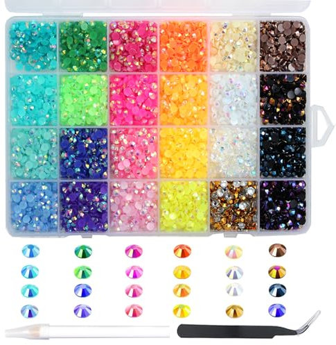 6000Pcs Diamantes para Uñas, BetterJonny Cristales para Uñas 5mm Cristales Gemas Piedras para Uñas Diamantes de Imitación Gemas de Espalda Plana para Uñas Maquillaje Ropa Manualidades DIY Handwerk,C