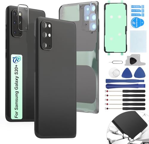 RongZy Ersatz für Samsung Galaxy S20 + Plus Backcover Akkudeckel für Samsung Galaxy S20 Plus SM-G986B Batterietür Gehäuse Rückseite Ersatz mit Tool Kit (Schwarz)