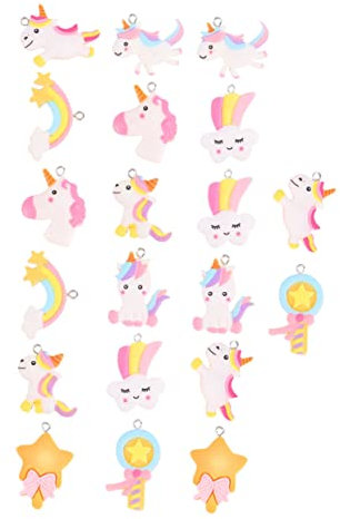 HAWILLOSCH 20stücke Cartoon-stil Schmuck- Für Schmuckherstellung Resin-einhorn Und Regenbogen-ohrringe Bastelzubehör Für Armbänder Und