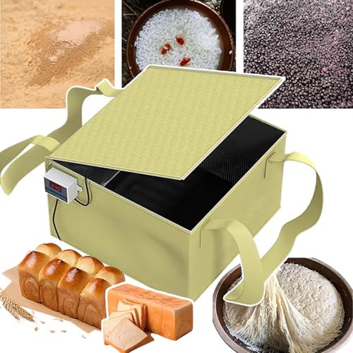HEGGMKK Dough Proofer(29×29×19cm), Sourdough Bread Making Tools Kit, Fold Proofer - with Heater, Low-temperature Heating(50~110°C), for Home Natto Maker,Yellow