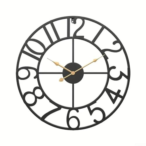 Oniissy Wanduhr für den Außenbereich, Vintage-Stil, offenes Zifferblatt, Schiefer-Effekt, wasserdicht und wetterfest, große Gartenuhr für drinnen oder draußen, dekorativ (D)