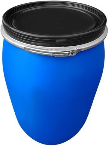 220 L Weithalsfass Kunststoffdeckelfass mit Spannring, Blau, UN Zulassung
