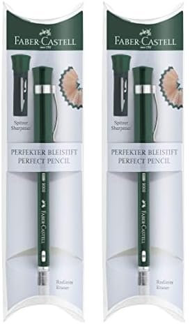 Faber-Castell 119037 - Perfekter Bleistift Castell 9000, Härtegrad B, Schaftfarbe: grün (Packung mit 2)