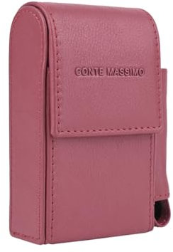 Conte Massimo Zigarettenetui aus Echtem Leder mit Feuerzeugfach – Für Herren und Damen – Zigaretten- und Feuerzeughalter