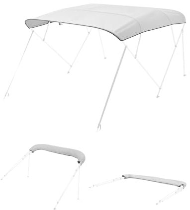 VEVOR Bimini Top Ersatz-Bootsverdeck Sonnenverdeck (4 Bögen) aus 600D Polyester, wasserdichte Sonnenschutz-Bootsmarkise mit Aufbewahrungstasche (ohne Stützstange) 231-244 cm Hellgrau