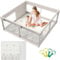 Cafolatt Baby Laufgitter mit Matte 150x150 cm, Laufstall Baby mit Matratze, Sicher und Geräumig für die Wohnung, Rutschfeste Basis, Atmungsaktives Netzdesign (150X150X64 cm)