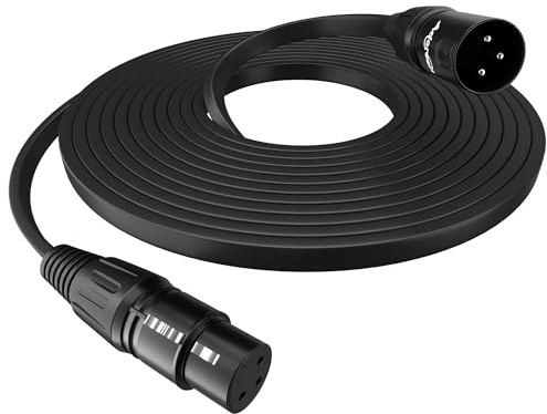 Adoreen Flat XLR Male to XLR Female Microphone Cable 25 Ft, Thin&Low Profile Premium Balanced Shielded 3 Pin DMX Mic Patch Cord for Studio Audio&DJ Stage Live Recording&Speaker System