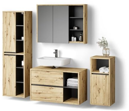 Livinity Ensemble de Meubles de Salle de Bain Vomano Marron