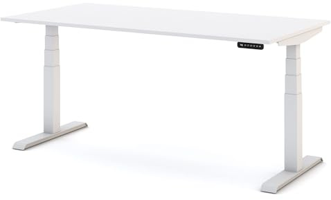 ASSMANN Kinderschreibtisch höhenverstellbar, Pitino, 180x80cm, TÜV-geprüft | stufenlose, elektrische Höhenverstellung von 52-121 cm, für Kinder & Erwachsene, 5 Jahre Garantie, Weiß/Weiß