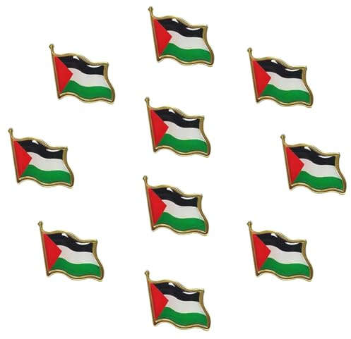 OUDQFCJ 10 Unidades Broche de Bandera de Palestina, Pines de Bandera Nacional, Insignia a Granel, para apoyar Palestina Libre, Solapa para Sombrero, Ropa, Mochila, Insignia esmaltada, Pin Palestina