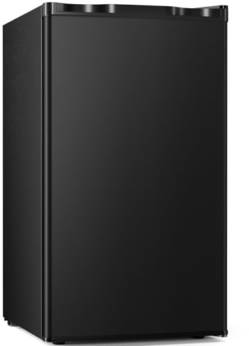 Antarctic Star Mini réfrigérateur compact avec congélateur, 3,2 pieds cubes, étagères amovibles réglables à une seule porte pour appartement/chambre/bureau, noir