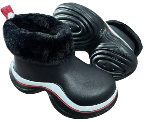 Harssidanzar Stivali da Pioggia Invernali da Donna alla Caviglia Impermeabili, Caldi con Fodera in Pile Antiscivolo Stivali da Pioggia e Scarpe da Giardino Invernali HL247EU, Nero, Taglia 40/41