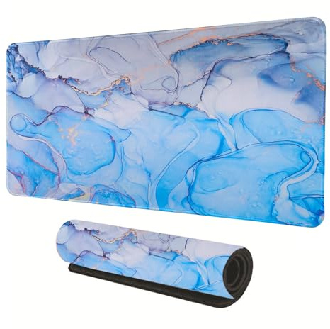 Gaming Mouse Pad with Stitched Edges, Large Mouse Mat Marble Laptop Mat Non-Slip Rubber Base Mousepad for Laptop, Computer & PC, 600 x 300 x 2 MM (LDLS-007)