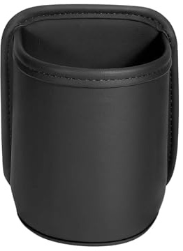 Auto Getränkehalter für Tür – Clip-On Flaschenhalter mit Leder-Schutz | Universeller Getränke Organizer für Rücksitz, geeignet für Wasserbecher und große Flaschen, Schwarz