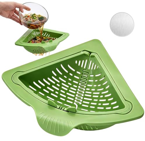 Magnetic Sieve for Sink, Multifunctional Sink Strainer Basket, Triangular Sink Strainer with Screw Cap, for Kitchen Sink, PP Drain Basket for Hanging, Storage Rack