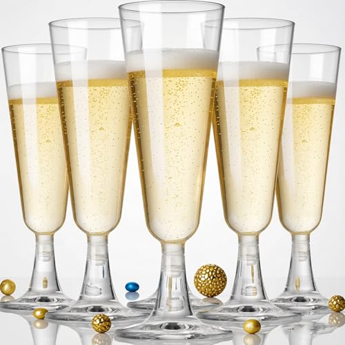MITUMORMOR 30 Stück Sektgläser Plastik, 150ml Transparent Champagner Gläser, Sektgläser Kunststoff für Hochzeiten, Mehrweg Champagnergläser für Hochzeit, Partys, Picknicks, Geburtstage