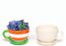 Baker Ross AC624 Cup and Saucer Ceramic Plant Pots for Children to Design Paint and Decorate, Assorted, Box of 2