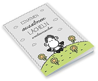 Sheepworld - 44780 - Notizheft, Nr. 8, Schaf, Einatmen ausatmen lächeln weitermachen, A6, Blanko, 24 Blatt, geheftet