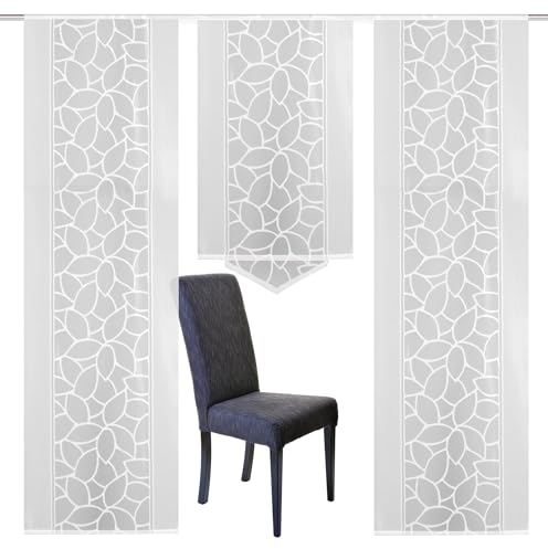 Home Fashion 3er-Set SCHIEBEGARDINEN Jacquard, weiß, 2X 245x57 cm + 1x 125x57 cm