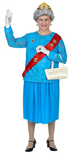 shoperama Lustiges GB Queen Kostüm für Herren englische Königin Elizabeth Lizzy Drag Queen JGA Junggesellenabschied Karneval Großbritannien, Größe:M/L