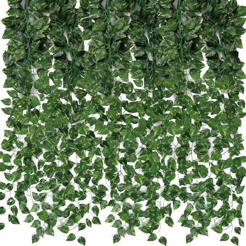 CEWOR 24 Pack 173ft Artificial Ivy Greenery Garland, Fake Vines Hanging Plants Backdrop for Room Bedroom Wall Decor, Green Leaves for Jungle Theme Party Wedding Decoration