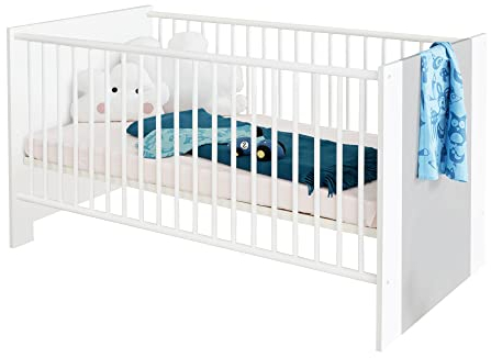 trendteam smart living - Pia - Kinderbett - Hellgrau/Weiß - Babybett mit 2 Bettseiten und höhenverstellbarem Lattenrost - (BxHxT) 78 x 83 x 143 cm - im modernen Stil