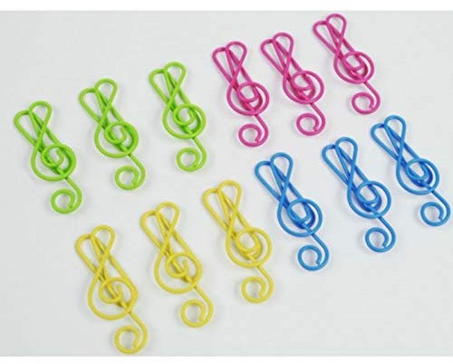 Agifty Büroklammer Violinschlüssel bunt 4 cm (Set mit 12 Stück)