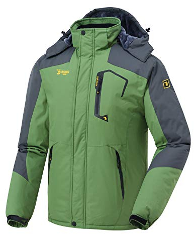 donhobo Herren Outdoorjacke Winddicht Wasserdicht Atmungsaktiv Funktionsjacke Verdickt Fleece-Futter Winterjacke Softshelljacken Wanderjacke mit Abnehmbare Kapuzen Grün M