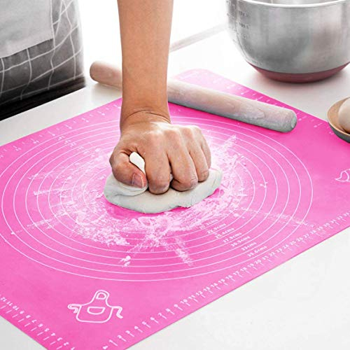 Greenfields Silicone Baking Mats with Measurements, Large Full Size 40x60cm Non-Stick Pastry Mat for Rolling Dough (Non-Slip, BPA-Free, Heat Resistant) (Pink)