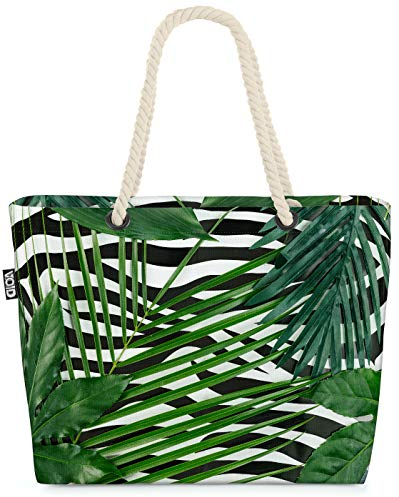 VOID Zebra und Palmen Strandtasche Shopper 58x38x16cm 23L XXL Einkaufstasche Tasche Reisetasche Beach Bag