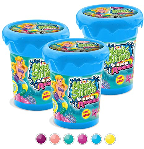Craze Magic Slime SIRÈNE - Slime Enfant Kit Slime 3X Boîtes 150ml avec Figurine sirène à l'intérieur - Jouet Sirène, Couleurs aléatoires
