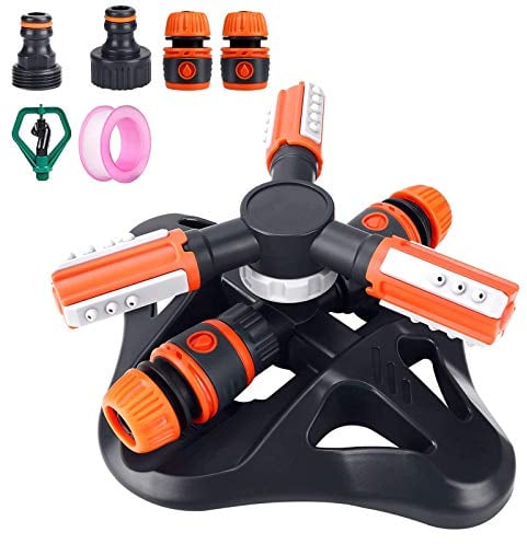 Rasensprenger, Automatische 360° Rotierende Wassersprenger Kinder3-armige automatische rotierende Rasensprinkleranlage mit Schnellanschlüssen für die Bewässerung von Pflanzen