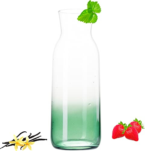 PLATINUX Jarra de cristal de 1 L (máx. 1130 ml), efecto ombré, color verde