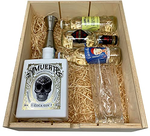 Cofanetto Degustazione Gin -AMUERTE- con una bottiglia di Gin + Bicchiere Tumbler + Selezione di 3 Toniche di altissima qualità + Misurino Dosatore (Amuerte White)