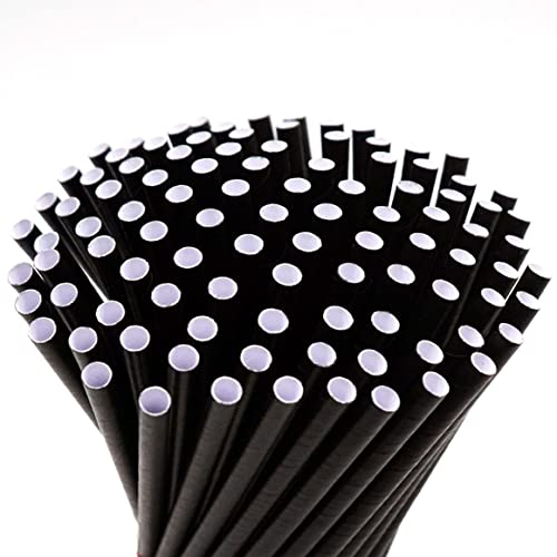 Trinkhalme Papier schwarz I 24 cm lang I 8mm Ø I 100 Stück Party I Strohhalme ideal für Feiern, Partys mit Longdrinks und Cocktails I Hochzeit und Geburtstag, biologisch abbaubar