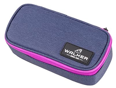 Walker 49115-267 - Federmappe mit Innenklappe und Reißverschluss, Wizzard Blue Ivy Pink, Faulenzer-Etui ca. 21 x 10 x 6 cm, Schreibtisch-Organizer für Schreibwaren, Zeichen- und Büromaterialien