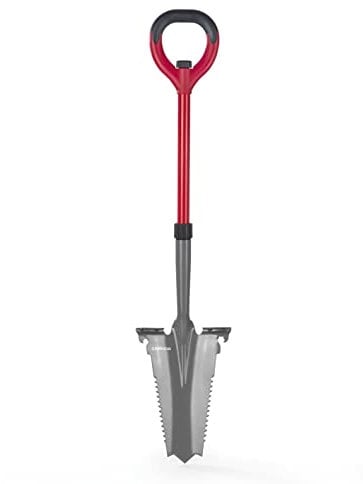 GARVIDA Spaten- & Wurzelsäge - Wurzelspaten | Sägezähne durchtrennen Erde und Wurzelwerk effektiv | V-Klingenspitze zum leichten Einstechen in die Erde | Kraftsparend & ergonomisch geformt [grau rot]