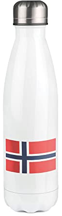 Bouteille Isotherme blanche au motif Drapeau Norvege