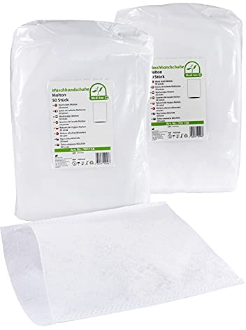 Medi-Inn Lot de 2 gants de toilette jetables en molleton 75 g/m² pour un soin rapide et profond du corps et des intimes | 2 x 50 = 100 pièces