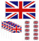 16 UK-Flaggen-Set, Union Jack, Handflaggen, Tattoo-Aufkleber, Queens Platinum Jubilee 2022, Dekoration, Partyzubehör für britische königliche Dekorationspartys, patriotische Themenpartys