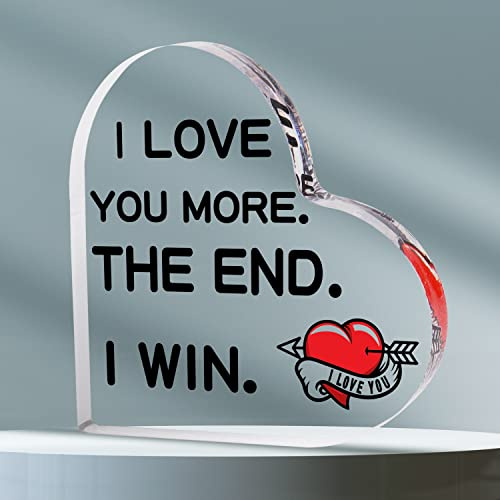 Merclix I Love You Heart Acrylic Plaque Romantic Gifts for Him or Her | Funny Gifts for Boyfriend, Girlfriend, Husband or Wife, Heart Acrylic Plaque for Valentine's Day, Anniversary and Birthday