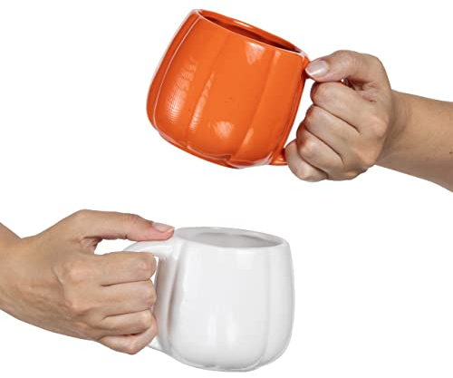 evelay Pumpkin Mug Ceramic Set of 2 Tea Water Coffee Mugs Cups for Men and Women