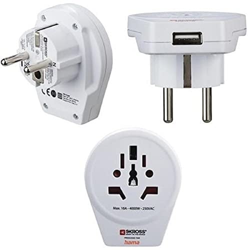 Hama Reiseadapter World to Europe USB für 2- und 3-polige Geräte, 1x USB