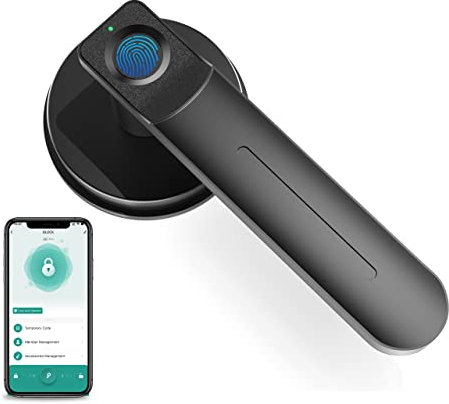 Foxgard Biometric Door Lock with Smart APP Fingerprint Knob Remote Control with APP Smart Door Knob for Home/Bedroom/Office/Apartment/Airbnb Black