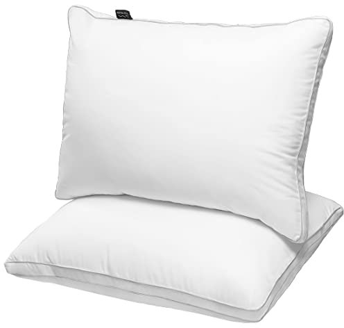 JICUSE Lot de 2 oreillers de lit de taille standard de qualité hôtelière pour dormir avec rembourrage alternatif en duvet doux, oreiller à soufflet pour dormeurs sur le dos, le ventre ou le côté, 50,8