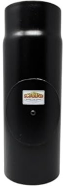 Tubo nero con ispezione per canna fumaria stufa a legna L 330 mm vetroporcellanato (150 mm)