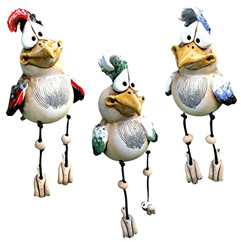 Huhn Deko Garten, Gartenstecker Huhn Gartendeko Huhn Gartenstecker, 3 Funny Garden Chicken Statue Ornamente, lustige Harz Hahn Outdoor Statuen, Hauptskulpturendekoration für Innen, Außen, Bauernhof